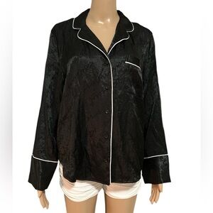VS high quality Black Satin Pajama Top with White Trim